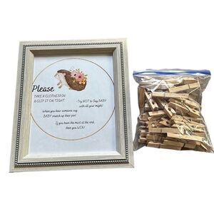 ❤️Woodland Baby Shower Don’t Say Baby Clothespin Game Framed with 48 Clothespins